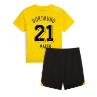 Borussia Dortmund Donyell Malen #21 Replika babykläder Hemmaställ Barn 2023-24 Kortärmad (+ korta byxor)